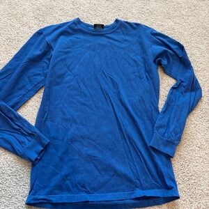 Stussy Solid Long Sleeve Tshirt Mens S Blue Crewneck Plain Streetwear Blank